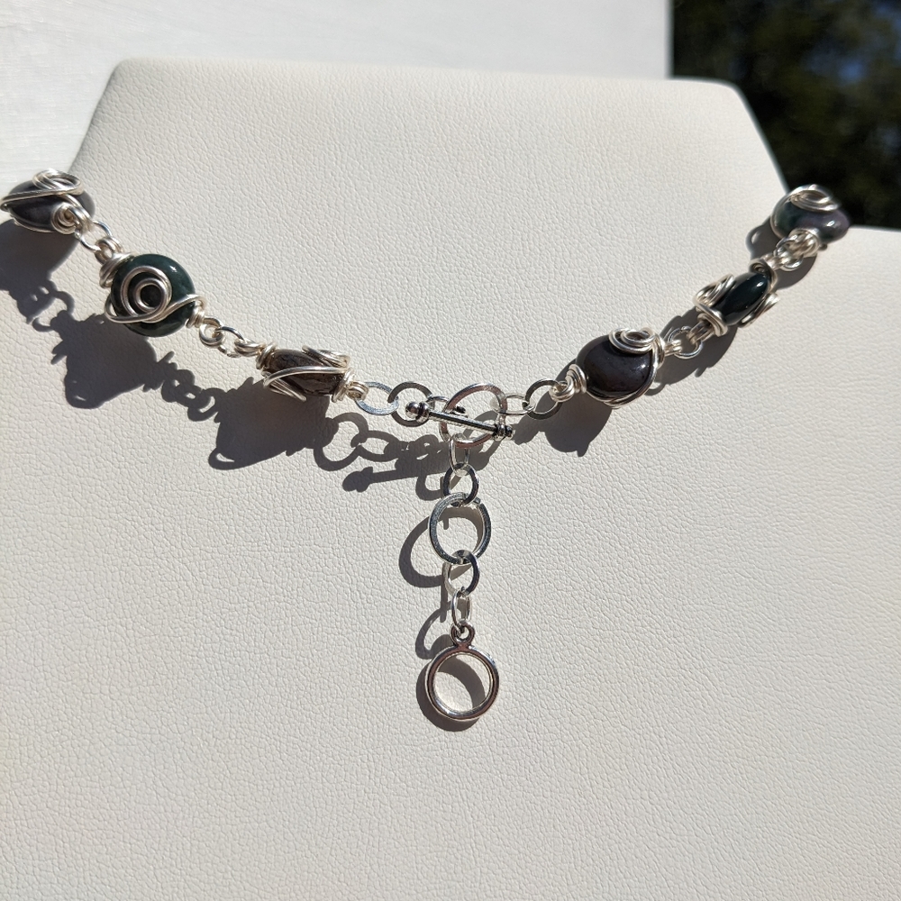 ๐SOLD๐ Pumpkin Necklace Silver Crystals Jasper Green Aventurine Artisan Resin - Picture 12 of 14